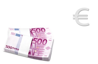 iki deste: 500 euro banknot