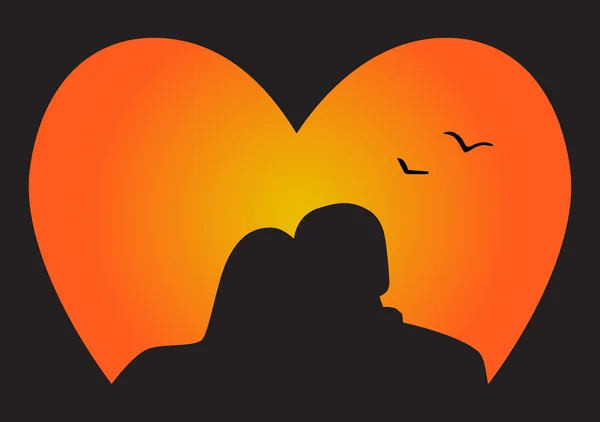 Silhouette couple in love — Stock Vector