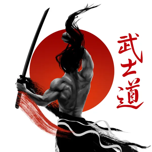 Samurai posa — Foto Stock