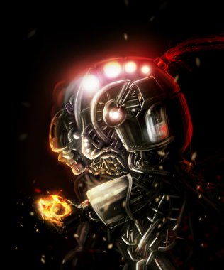 Kelebekli robot çizimi.