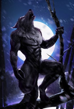 Werewolf howling clipart