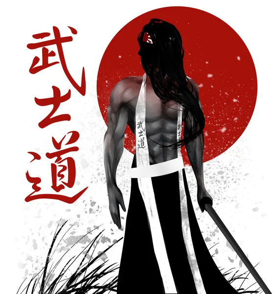 Samurai com fundo — Fotografia de Stock