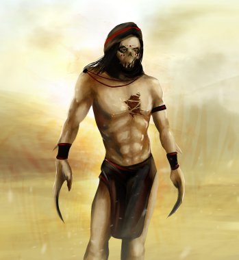 Fantasy arab djinn wwarrior. clipart