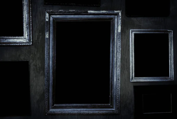 Scary Horror Haunted Black Picture Frames Grunge Dirty Abandoned House — Stock Photo, Image