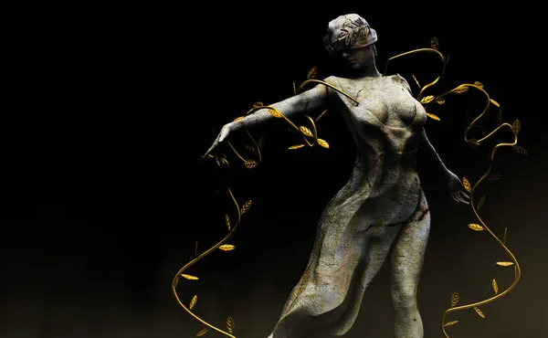 Isolierte Darstellung Von Marmor Griechische Natur Nymphe Göttin Statue Mit — Stockfoto