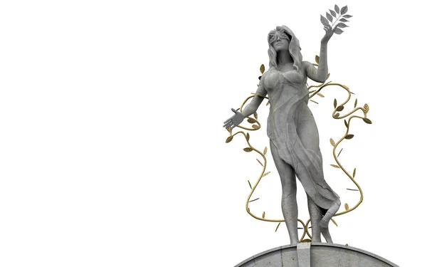Zole Edilmiş Boyutlu Beyaz Arka Planda Altın Yapraklı Yunan Tanrıça — Stok fotoğraf