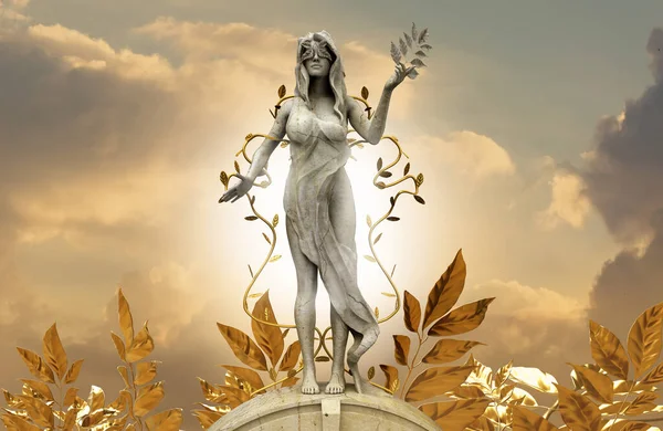 Ізольована Візуальна Ілюстрація Мармурової Грецької Природи Статуї Богині Німфи Стоїть — стокове фото