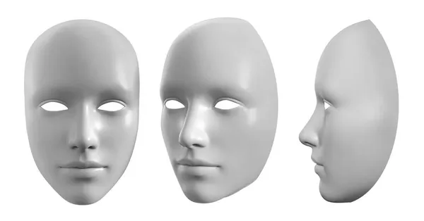 Izolovaný Vykreslení Ilustrace Šedé Barvy Ženské Masky Obličeje Bílém Pozadí — Stock fotografie