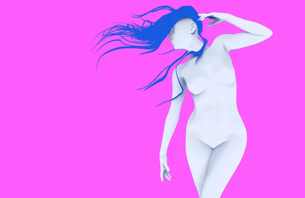 Rendering Illustrazione Figura Femminile Sexy Linea Stile Arte Sfondo Rosa — Foto Stock