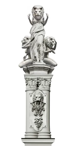 Representación Ilustración León Cabeza Diosa Griega Monumento Aislado Sobre Fondo — Foto de Stock