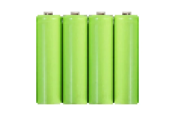 Illustrazione Grafica Pixel Batterie Ricaricabili Colore Verde Isolate Sfondo Bianco — Foto Stock