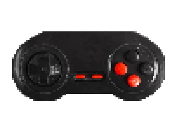 Pixel Artwork Illustration Black Colored Bit Game Controller White Background — Stock Photo, Image