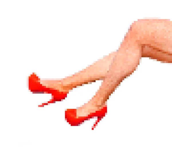 Pixel Konstverk Illustration Sexiga Långa Kvinna Ben Höga Röda Klackar — Stockfoto