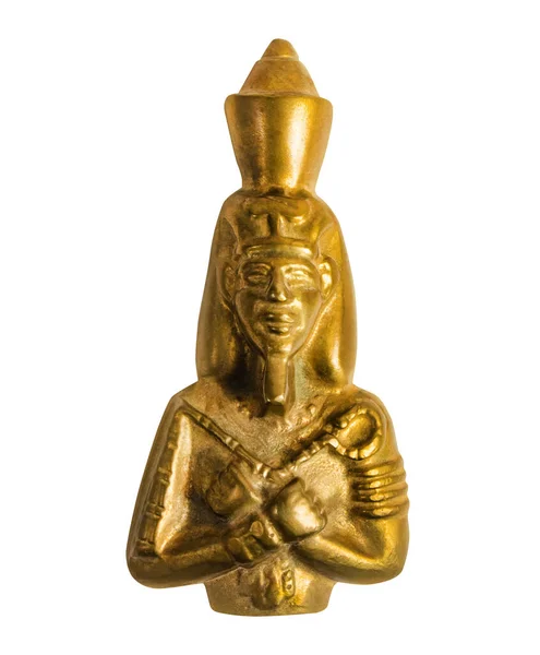 Μεμονωμένη Φωτογραφία Του Παλαιού Χαλκού Χρυσό Άγαλμα Προτομή Φαραώ Λευκό — Φωτογραφία Αρχείου