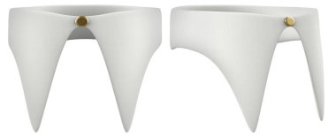 Beyaz arkaplanda çeşitli açılarda beyaz renkli yaka bezi çizimi.