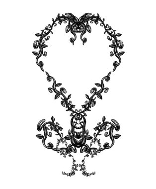 Çiçek yaprağı ve dalların beyaz arkaplandaki sınır süslemelerinin izole edilmiş bir çizimi..