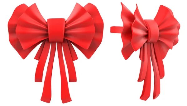 Ilustración Aislada Representación Bowknot Color Rojo Varios Ángulos Sobre Fondo — Foto de Stock