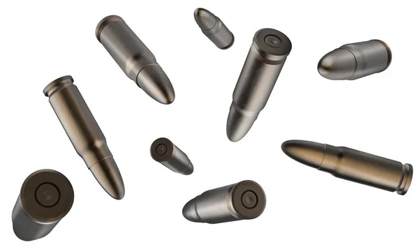 Isolierte Illustration Von Verschiedenen Kugeln Oder Munition Auf Weißem Hintergrund — Stockfoto