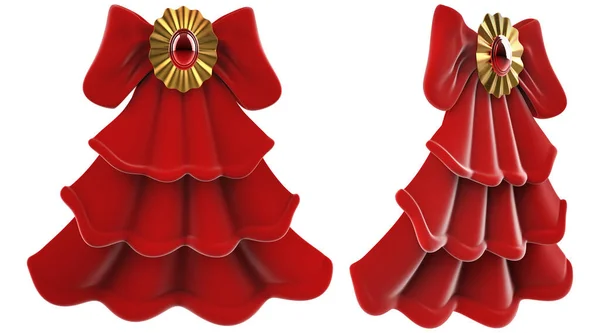 Izolovaný Vykreslení Ilustrace Červené Barvy Jabot Uzlem Šperky Různých Úhlech — Stock fotografie