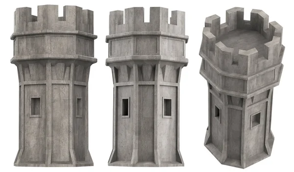 Απομονωμένο Καθιστούν Την Απεικόνιση Του Μεσαιωνικού Κάστρου Πύργο Φρούριο Διάφορες — Φωτογραφία Αρχείου
