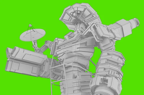 Isolierte Darstellung Von Low Poly Roboterkontur Auf Greenscreen Hintergrund — Stockfoto