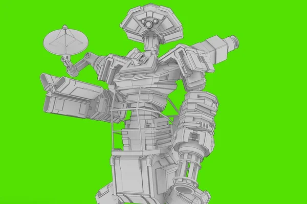 Isolierte Darstellung Von Low Poly Roboterkontur Auf Greenscreen Hintergrund — Stockfoto