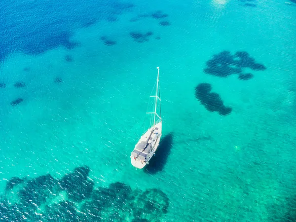 Вид Воздуха Красивые Яхты Лодки Море Закате Летом Турции Вид Лицензионные Стоковые Изображения