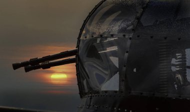 Burun 0.303 kahverengi makineli tüfek tareti İngiliz İkinci Dünya Savaşı Lancaster ağır bombardıman uçağı.
