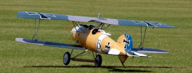 Scale flying model of world war 1 German Albatross fighter.  Radio controlled by pilot on the ground.