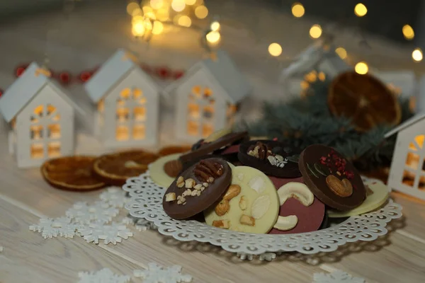 Chokolate Com Decoração Natal — Fotografia de Stock