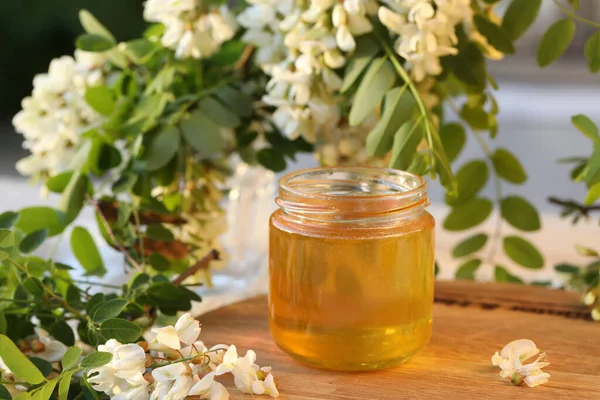 Pot Honing Met Bloemen — Stockfoto