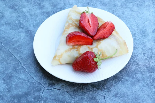 Breakfast Pancakes Fresh Strawberry — Stock Photo, Image