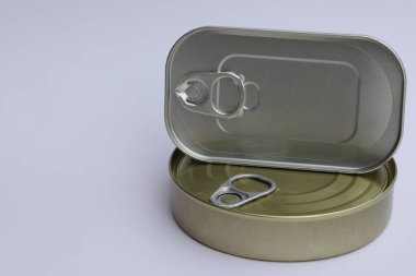 metal can on the white background with copy space