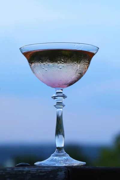 Bicchiere Vino Con Cocktail Frutta Fredda Con Spazio Copia — Foto Stock