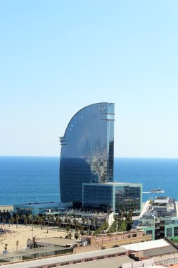 Barcelona, İspanya - Ağustos 17:hotel üzerinde Ağustos 17, üst w 2013. Katalonya bölgesinin başkenti ve en popüler turistik şehirlerinden İspanya Barcelona olduğunu.