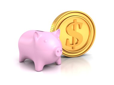 Piggy para banka altın dolar para ile