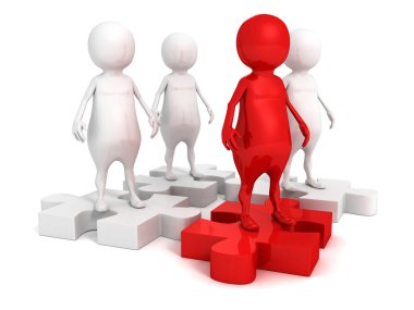 Parçalı bulmaca takım grubunda kişi kırmızı lider. liderlik teamwo