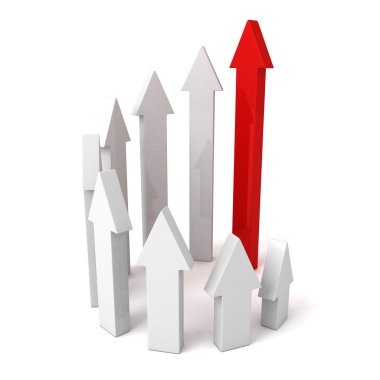 Kırmızı ok grubun lideri. iş başarı kavramı