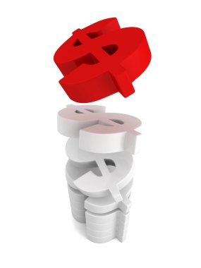 beyaz zemin üzerinde dolar para birimi simgeleri