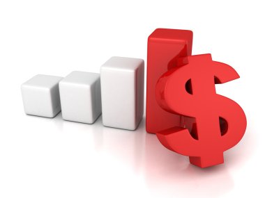 Kırmızı dolar sembol finansal başarı grafiği grafik bar