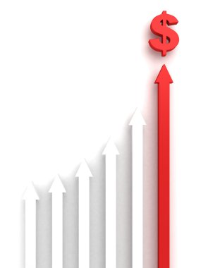 Kırmızı top lideri Doları mon için oklarla grup yükselen kavramı