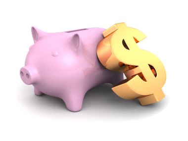 Piggy para banka dolar para birimi simgesiyle