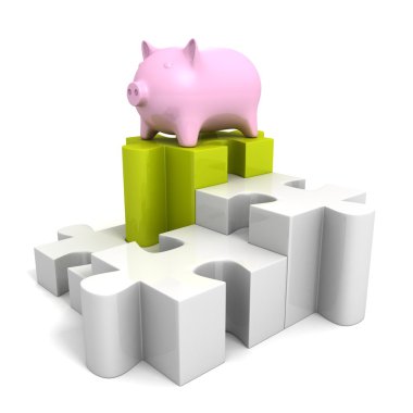 Piggy para güvenli banka parçalı bulmaca pasta grafiği