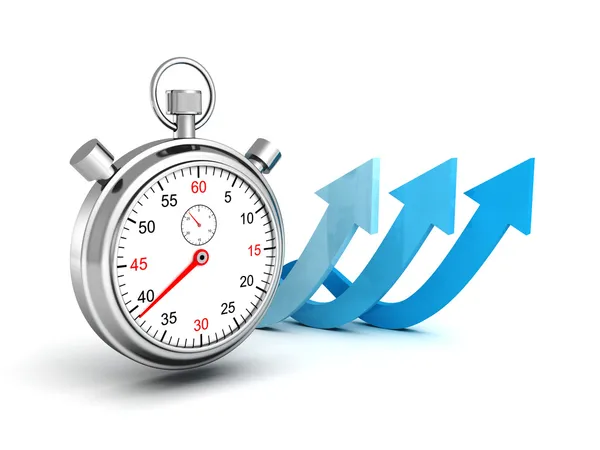 hızlı teslimat simgesi. mavi oklar ile kronometre