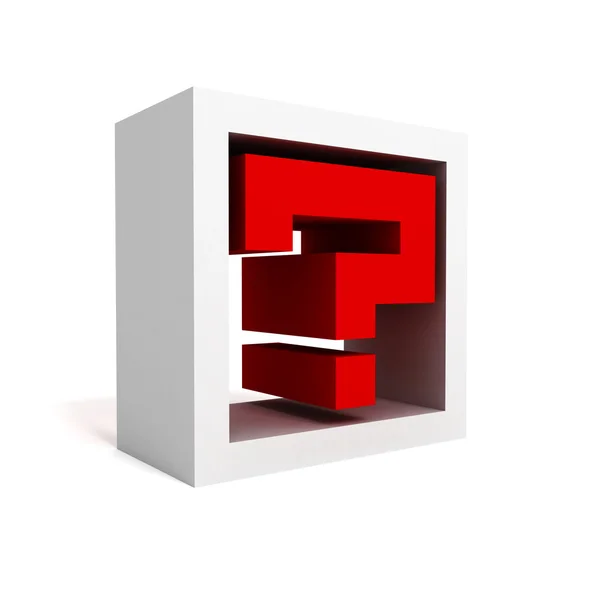Simbolo icona blocco punto interrogativo rosso su bianco — Foto Stock