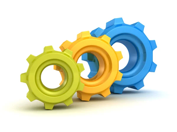 Colorful set of machine cogwheel gears — Stock Photo, Image