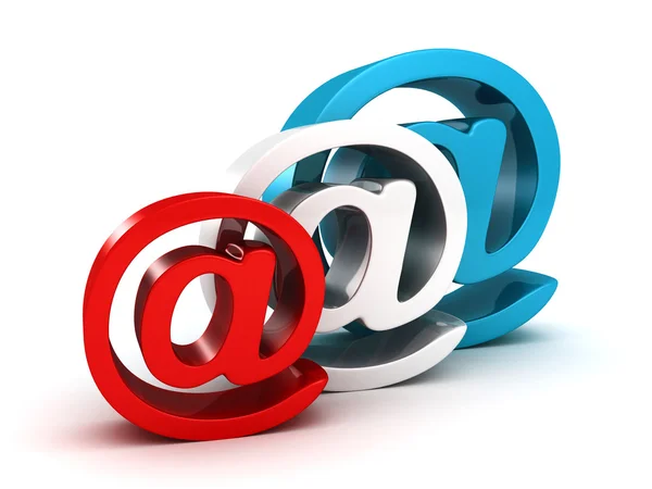 Set bunter glänzender E-Mail-Symbole auf Weiß — Stockfoto