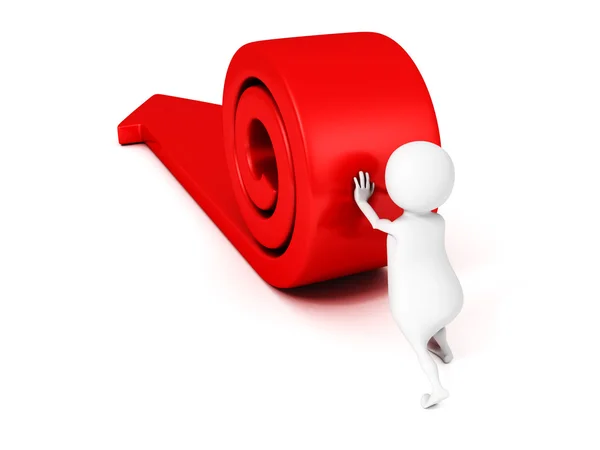 3d man rolling big red arrow to success. business concept — Stock Photo, Image