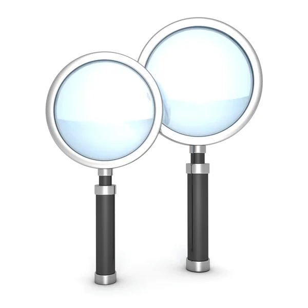 Two magnifier glasses on white background — Stock Photo, Image