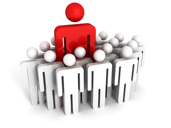 Red different 3d man tanding out from the crowd. leadership team — Stock Photo, Image